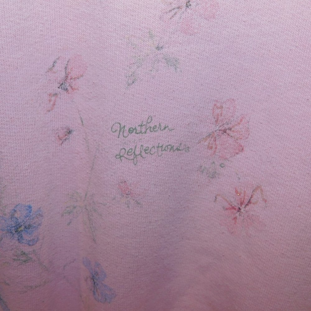 VTG 90s Northern Reflections Womens L Pink Floral Glitter detail Sweatshirt - Picture 7 of 13
